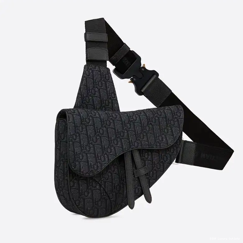 Cheap Motif Crossbody Dior Black Canvas Oblique Saddle 0418 Luxury